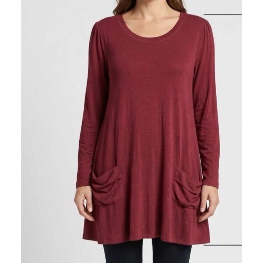 LOGO Lori Goldstein Top Womens XL Split Back Pocket Tunic minimalist lagenlook
